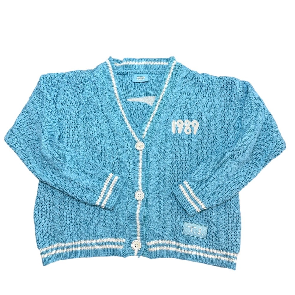 Taylor Swift 1989 Taylors Version Cardigan Blue Seagull Knit MD/LG Pre-owned - Picture 2 of 7
